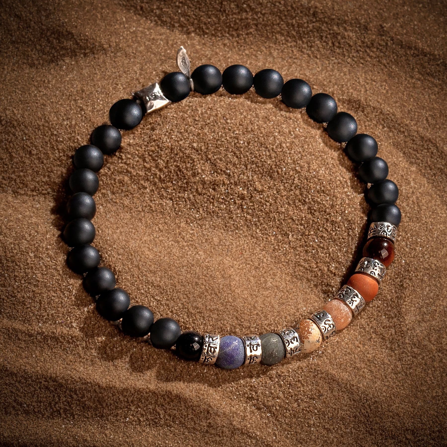 Vigorous Growth - Matte Onyx Jasper Chakra Barrel Bracelet