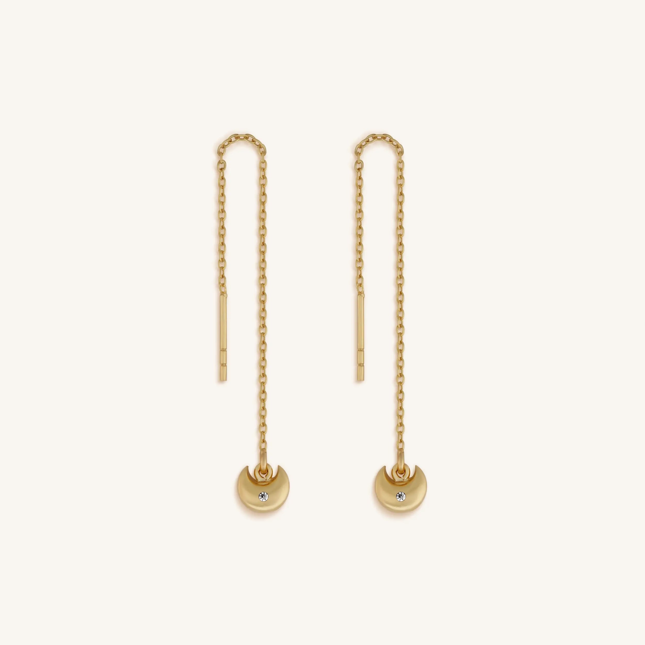 Illuminated Existence Moon Drop Gold Earrings